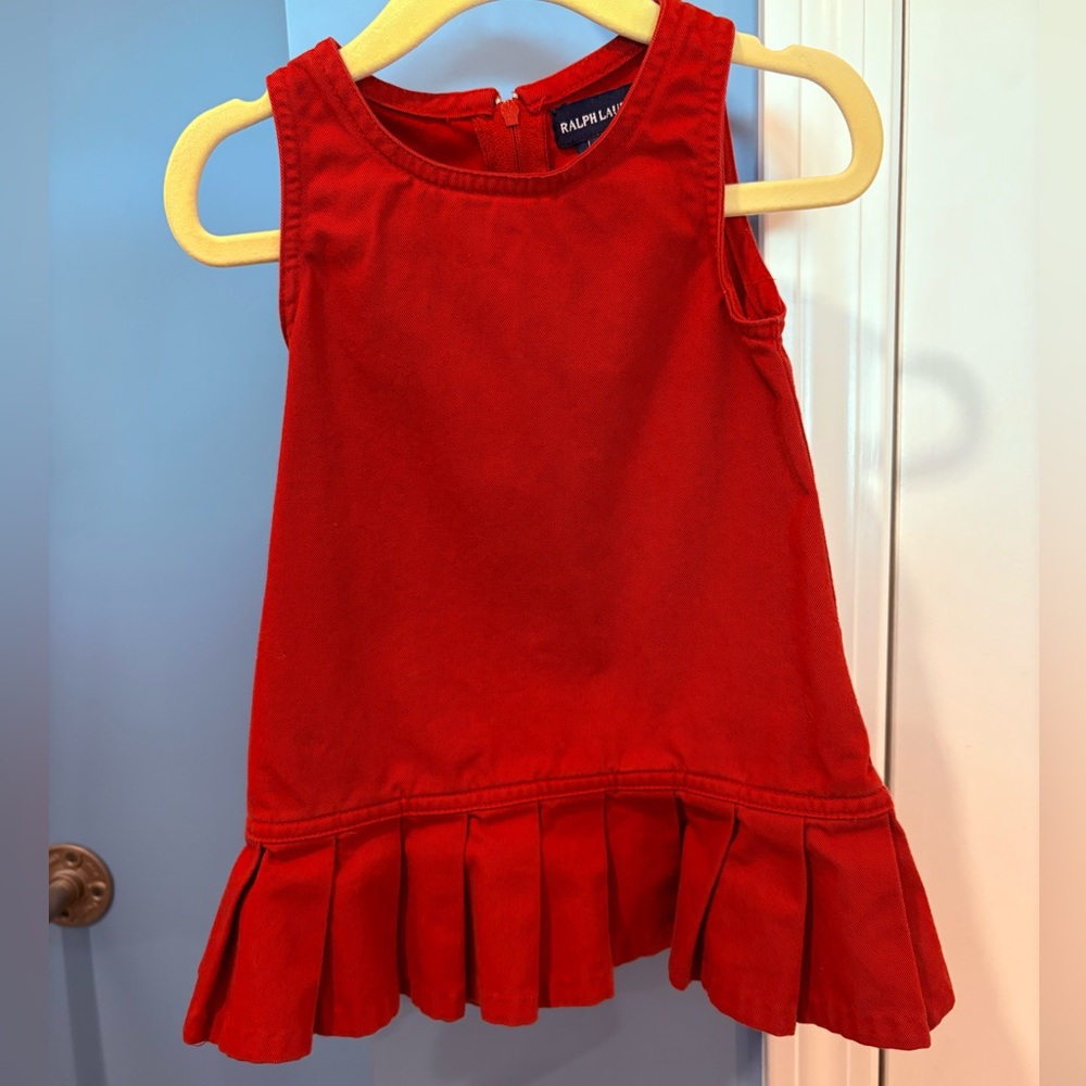 12 month Ralph lauren 100% cotton red dress Christmas